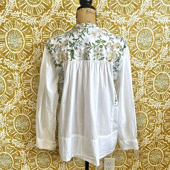HANNAH Artwear Eos Floral Long Sleeve Cotton Blouse Top in Limoncello Sz US 4 - Picture 11 of 16